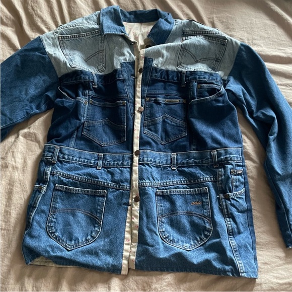 Jackets & Blazers - Unique Denim Jean Homemade Patchwork Functional Jacket Coat Size Large